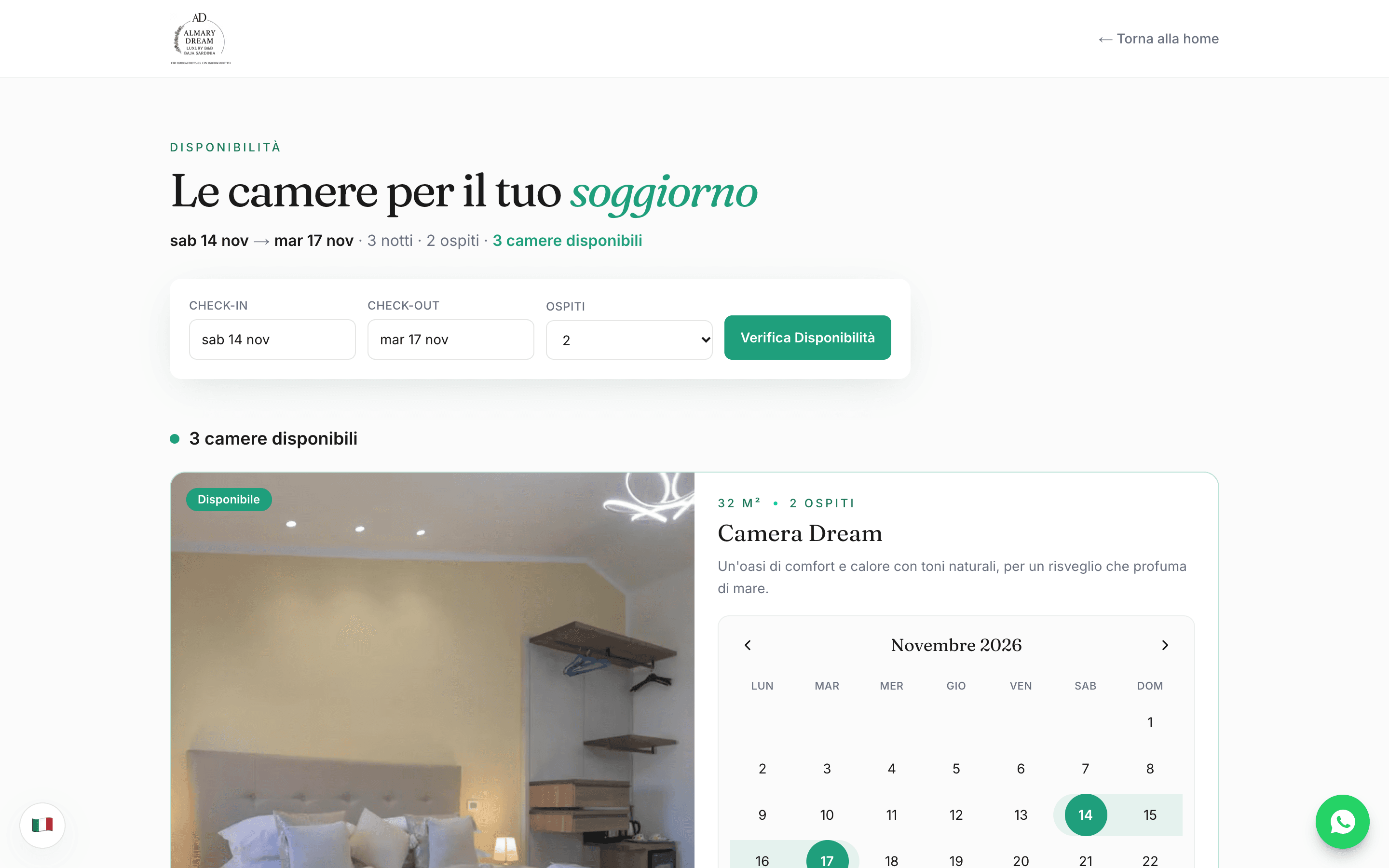 Verifica disponibilità con calendario