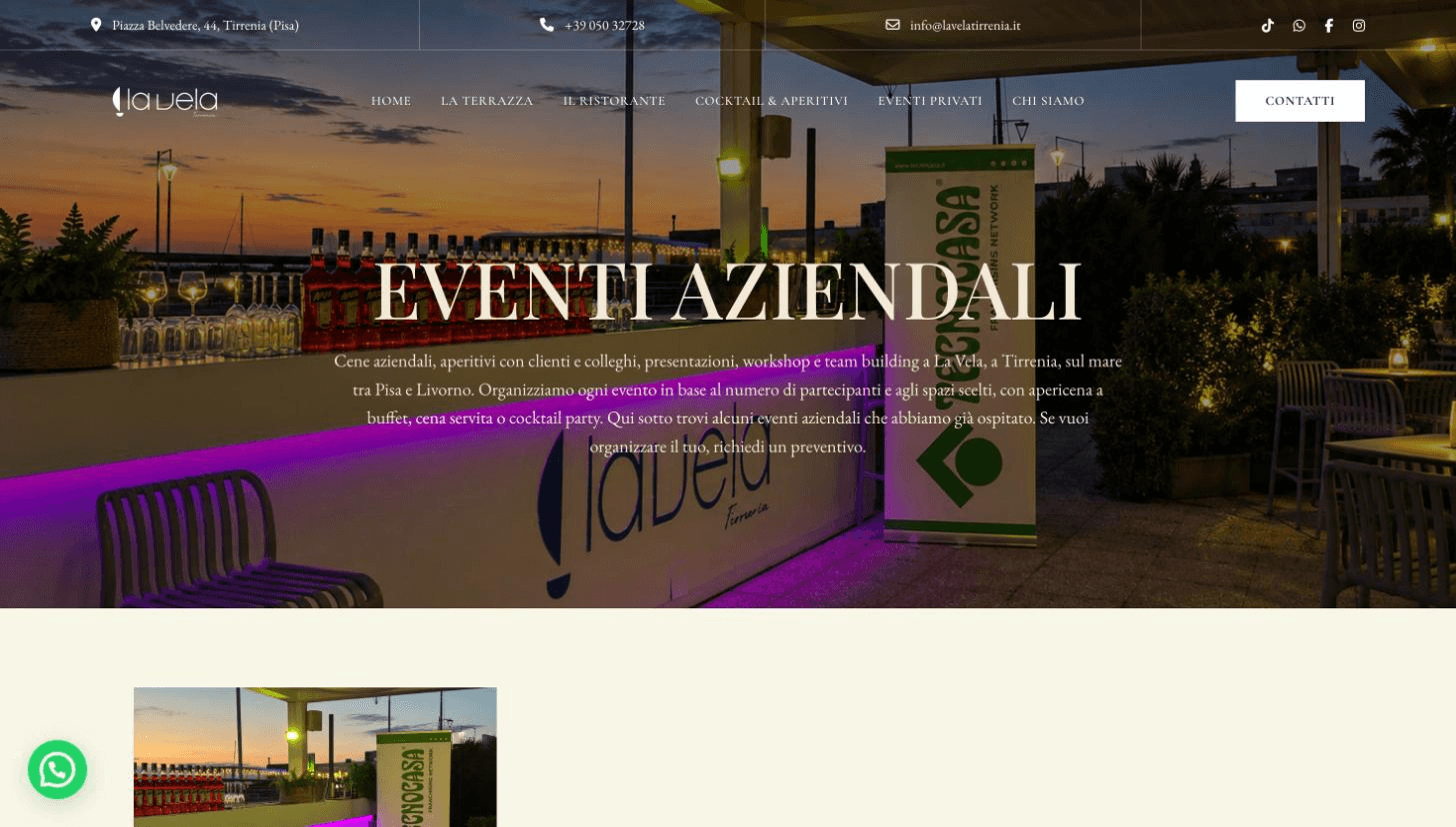 La pagina della categoria eventi aziendali